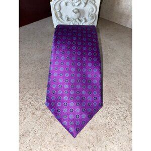 Ermenegildo Zegna Purple Patterned Silk Mens Tie 60" Made In Italy